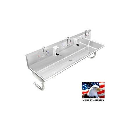 Best Sheet Metal. BSM Inc. Stainless Steel Sink, 3 Station w/Manual Faucets, Round Legs 60"L X 20"W X 8"D 032M60208R